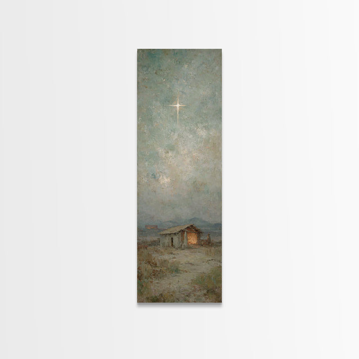 Nativity Dawn – Framed Canvas Print – Tall Skinny Art Print – Framed Christmas Art – Christian Art Work – Christmas Canvas Wall Art – Chris