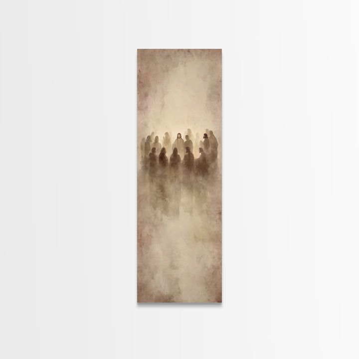 Sacred Gathering | Framed Canvas Print | Narrow Art | Christian Art Print | Jesus Wall Art | Modern Christian Art | Christian Gift Ideas