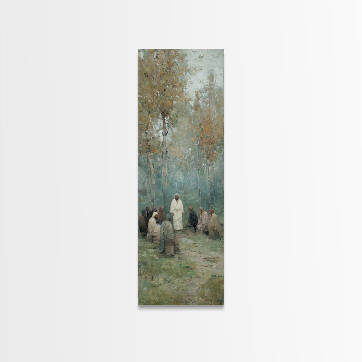 Garden Devotion, Framed Canvas Print, Narrow Art, Christian Art Work, Jesus Wall Art, Christian Painting, Subtle Christian Art