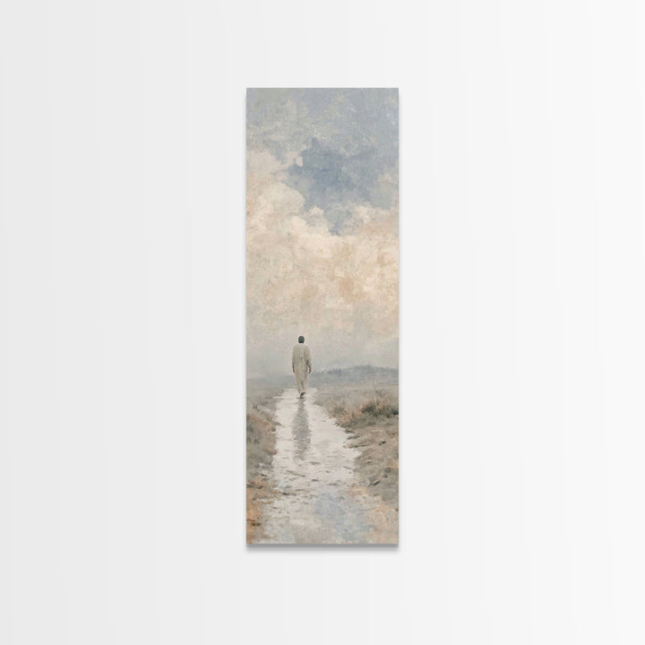 Quiet Journey, Framed Canvas Print, Tall Skinny Art Print, Christian Wall Art, Jesus Painting, Modern Christian Art, Christian Art Gift