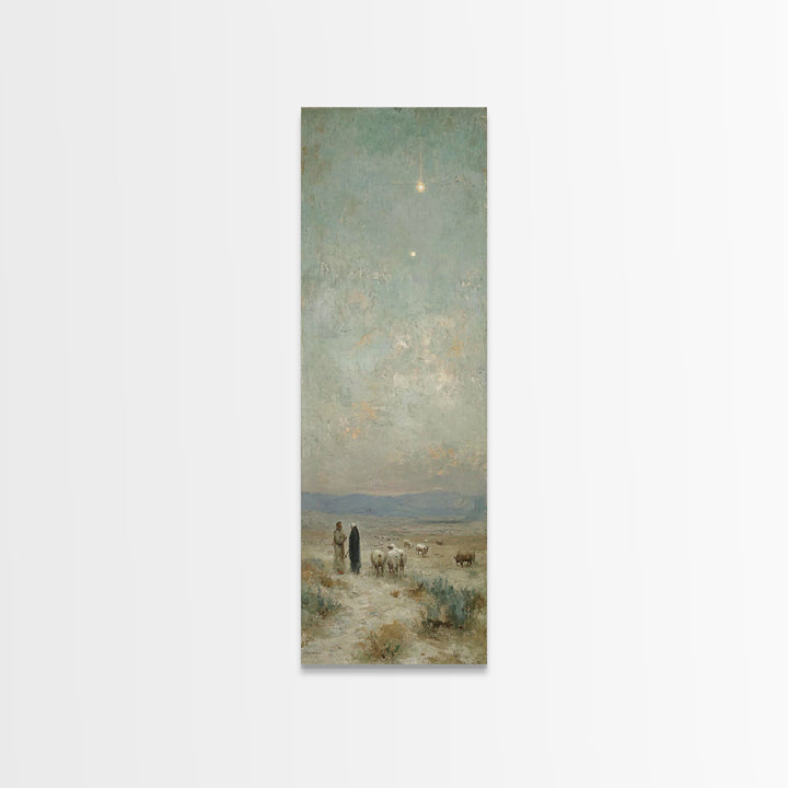 Starry Shepherd Path – Framed Canvas Print – Tall Narrow Wall Art – Christian Wall Art – Christian Art Canvas – Christmas Art