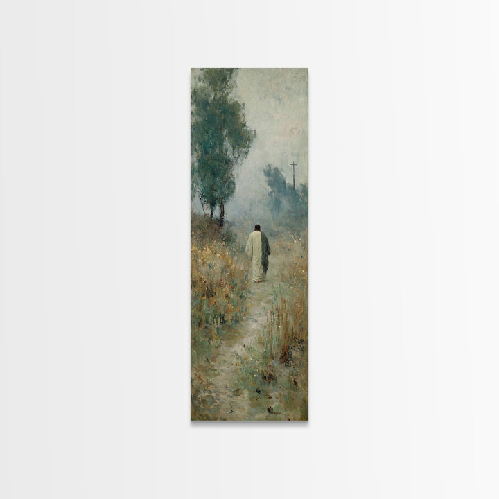 Silent Field Hope, Framed Canvas Print, Christian Art Canvas, Jesus Painting, Christian Wall Art, Skinny Art, Christian Christmas Art