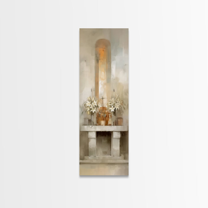 Sacred Altar Light – Framed Canvas Print – Tall Narrow Wall Art – Christian Art Canvas – Christian Wall Art – Christian Art – Christian Dec