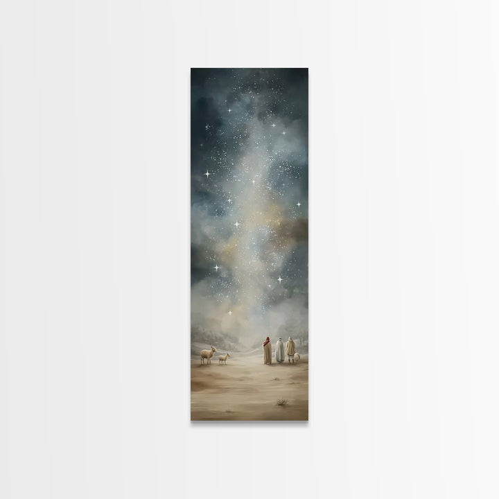 Starry Night Promise – Framed Canvas Print – Christian Wall Art – Christian Art Canvas – Christmas Art – Narrow Art – Christian Christmas