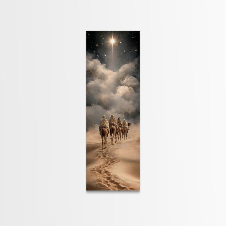 Desert Pilgrim Star | Framed Canvas Print | Christmas Art | Christian Art Canvas | Christian Wall Art | Tall Skinny Art Print | Christian C