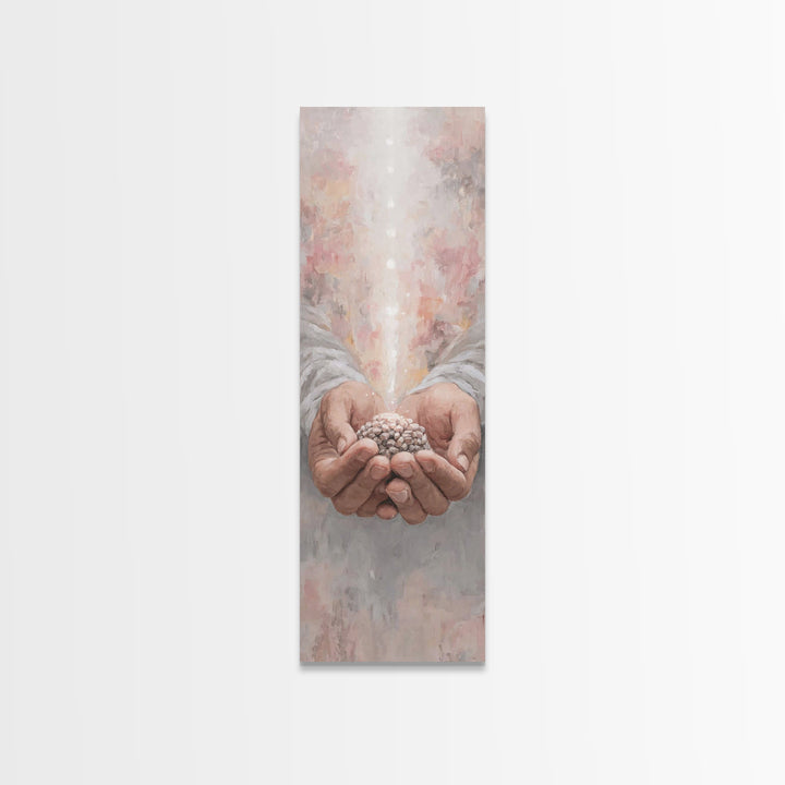 Hands Of Blessing – Framed Canvas Print – Narrow Art – Christian Art Canvas – Christian Wall Art – Jesus Painting – Subtle Christian Art