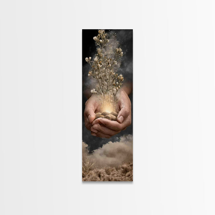 Desert Bloom Grace – Framed Canvas Print – Tall Narrow Wall Art – Christian Art Canvas – Christian Wall Art – Christian Christmas Art – Jes