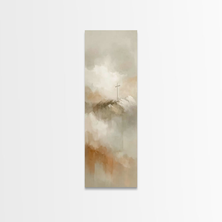 Cross Of Promise – Framed Canvas Print – Tall Narrow Wall Art – Christian Wall Art – Christian Art Canvas – Christian Painting – Christmas