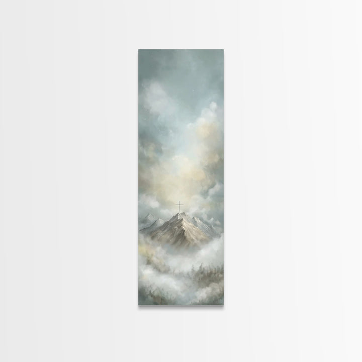 Faith On High – Framed Canvas Print – Tall Narrow Wall Art – Christian Art Canvas – Christian Painting – Christian Art Print – Christian Ch