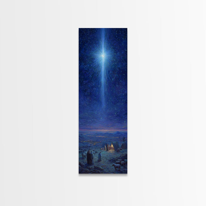 The Guiding Star - Framed Canvas Print - Christian Wall Art - Jesus Painting - Christian Christmas Art - Tall Skinny Art Print - Faith Art