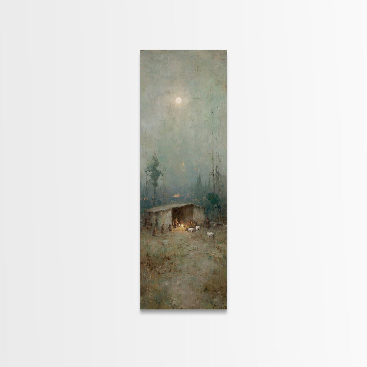 Shepherds In Wonder – Framed Canvas Print – Christian Art Canvas – Christian Wall Art – Jesus Painting – Tall Narrow Wall Art – Christian C
