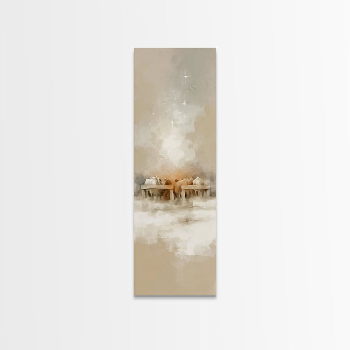 Shepherds At Dawn – Framed Canvas Print – Christian Wall Art – Jesus Painting – Christian Art Canvas – Tall Narrow Wall Art