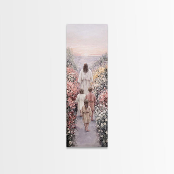Morning With Christ | Framed Canvas Print | Christian Wall Art | Christian Art Canvas | Jesus Painting | Tall Skinny Art Print