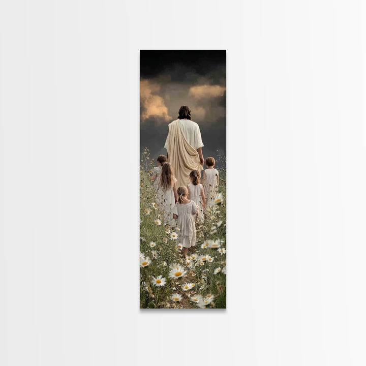 Walk In Faith | Framed Canvas Print | Christian Art Canvas | Christian Wall Art | Jesus Painting | Skinny Art