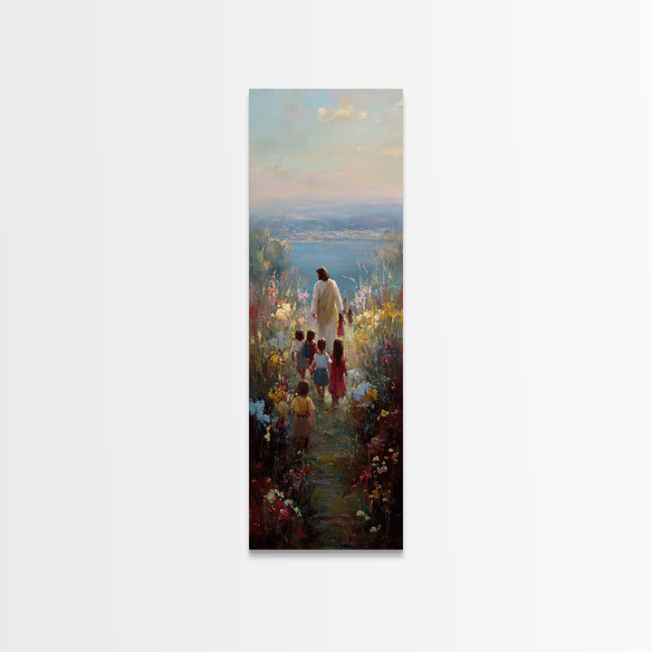 Horizon Of Peace, Framed Canvas Print, Christian Wall Art, Christian Art Canvas, Jesus Painting, Narrow Art