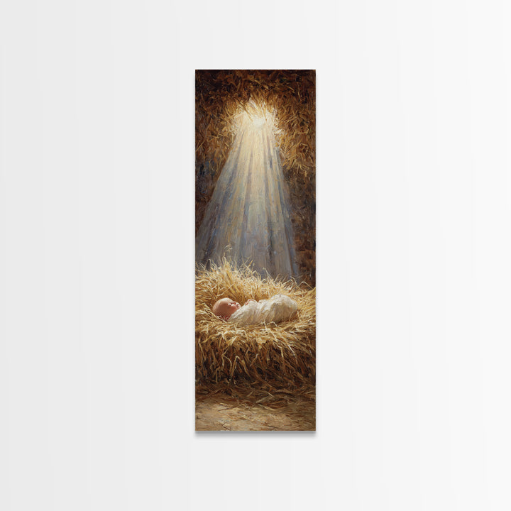 Light Of Bethlehem | Framed Canvas Print | Christian Art Canvas | Christian Wall Art | Jesus Painting | Narrow Art