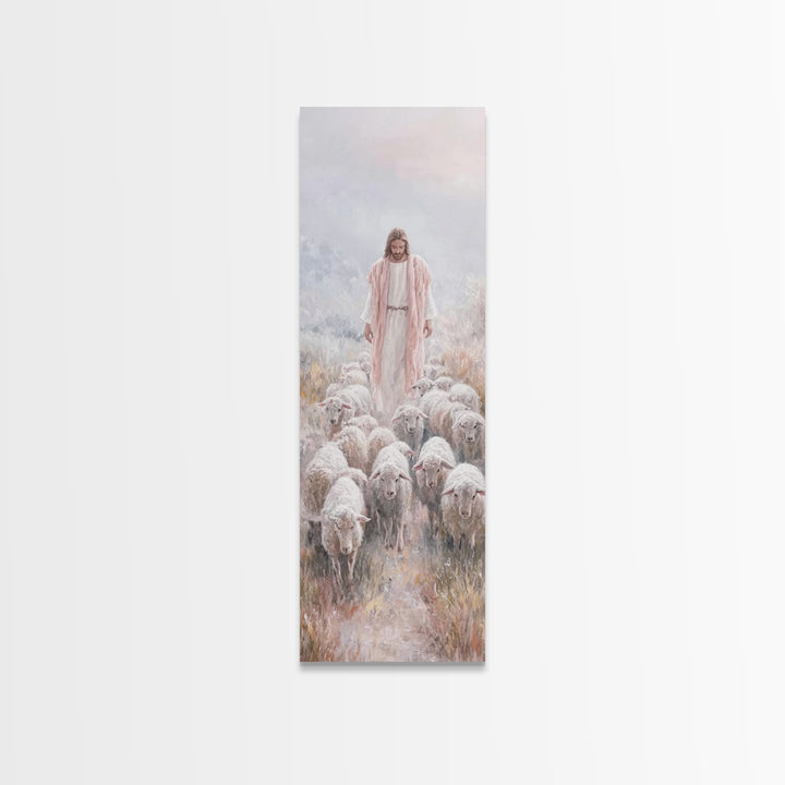 Radiant Flock Grace – Framed Canvas Print – Christian Art – Narrow Art – Jesus Painting Canvas – Christian Christmas Art – Modern Christian