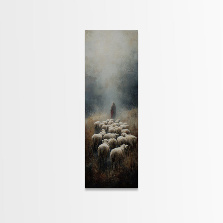 Guiding Light Meadow – Framed Canvas Print – Christian Christmas Art – Narrow Art – Jesus Painting – Christian Art Canvas – Christian Wall