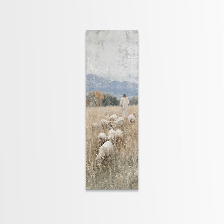 Still Waters Calling, Framed Canvas Print, Christian Art Canvas, Tall Narrow Wall Art, Jesus Painting, Christian Christmas Art, Christian W