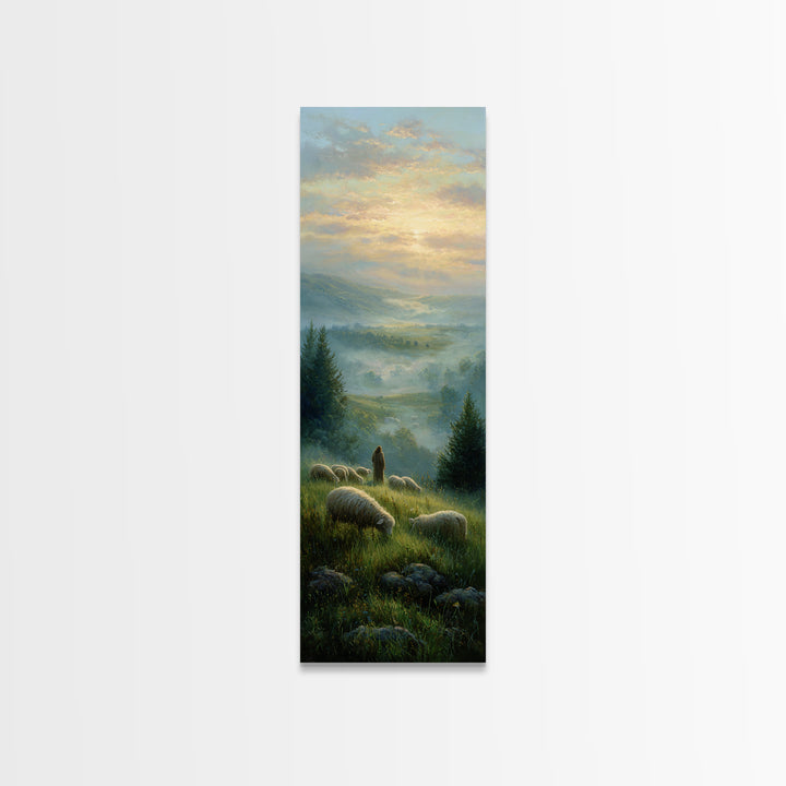 Shepherds Of Dawn – Framed Canvas Print – Christian Wall Art – Jesus Painting – Christian Art Canvas – Tall Narrow Wall Art – Christian Chr