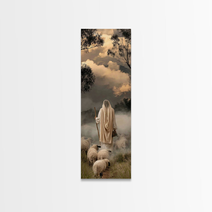 Path Of The Flock – Framed Canvas Print – Jesus Painting – Christian Wall Art – Christian Art Canvas – Skinny Art – Christian Christmas Art