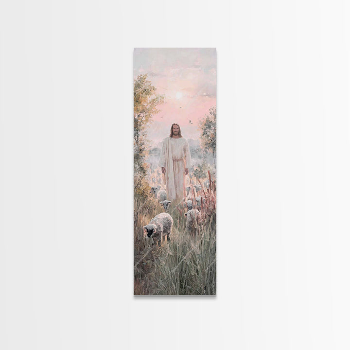 Grace In The Meadow – Framed Canvas Print – Christian Art Canvas – Christian Wall Art – Jesus Painting – Skinny Art – Christian Christmas A