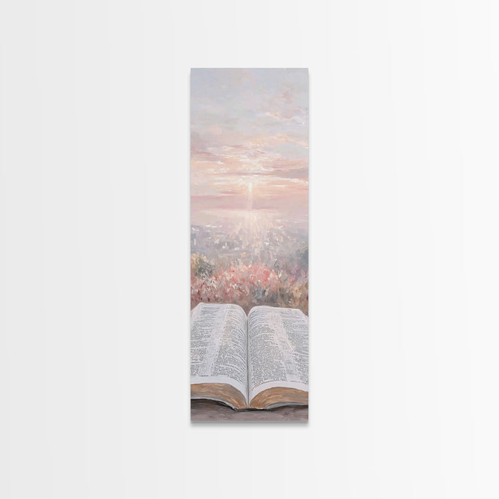 Dawn Of Scripture – Framed Canvas Print – Narrow Art – Christian Art – Christian Art Canvas – Christian Wall Art – Christmas Art – Christia