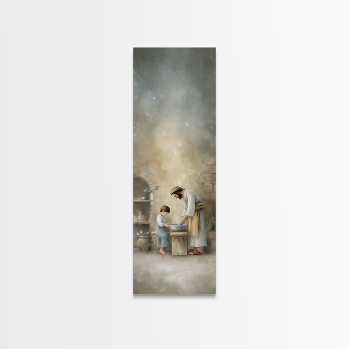 Humble Lessons | Framed Canvas Print | Christian Wall Art | Skinny Art | Christian Art Canvas | Jesus Painting | Christmas Art