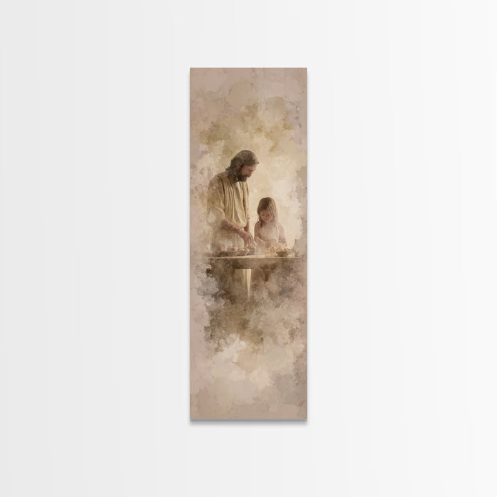 Hands Of Blessing – Framed Canvas Print – Christian Art Print – Tall Skinny Art Print – Christian Wall Art – Jesus Painting – Christmas Art