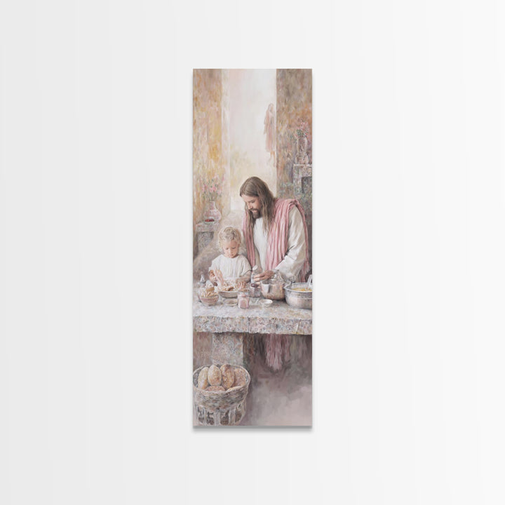 Heaven’s Gentle Kitchen – Framed Canvas Print – Jesus Painting – Christian Wall Art – Skinny Art – Christian Art Canvas – Narrow Art – Mode