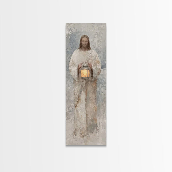 Calm Midnight Guide – Framed Canvas Print – Christian Wall Art – Jesus Painting – Christian Art Canvas – Skinny Art – Narrow Art – Modern C