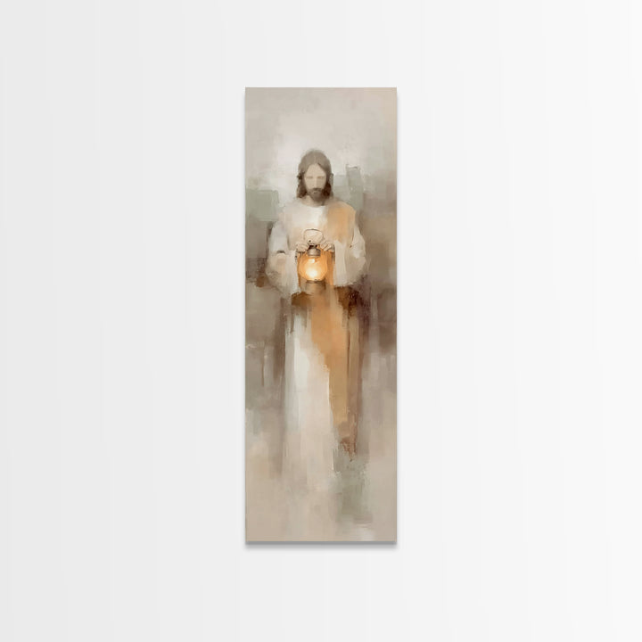 Stillness Of Light – Framed Canvas Print – Christian Art Canvas – Jesus Painting – Christian Wall Art – Skinny Art – Narrow Art – Modern Ch