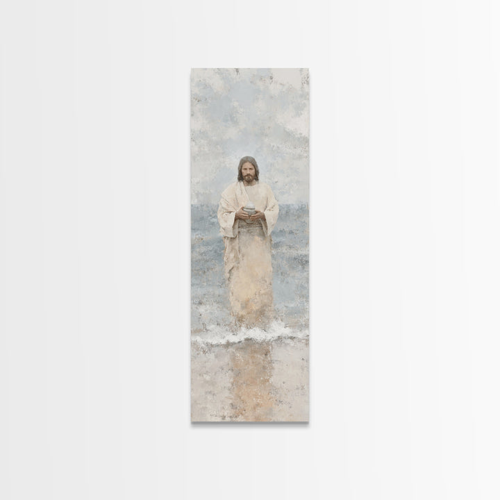 Heavenly Tide Path – Framed Canvas Print – Tall Narrow Wall Art – Christian Art Print – Jesus Painting – Christian Art Canvas – Christmas A