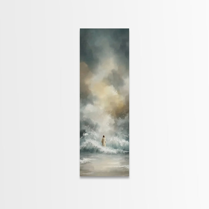 Cliffside Hope Rise – Framed Canvas Print – Tall Skinny Art Print – Christian Painting – Christian Art Canvas – Jesus Painting – Christmas