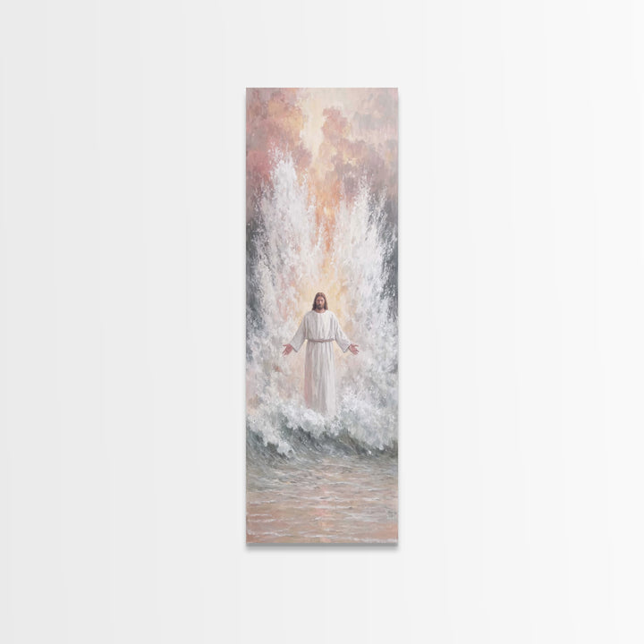 Heavenly Ascent | Framed Canvas Print | Tall Narrow Wall Art | Christian Wall Art | Jesus Painting | Christian Art Canvas | Christmas Art