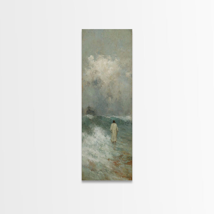 Stormless Grace, Framed Canvas Print, Tall Skinny Art Print, Christian Wall Art, Jesus Painting, Christian Canvas, Christmas Art