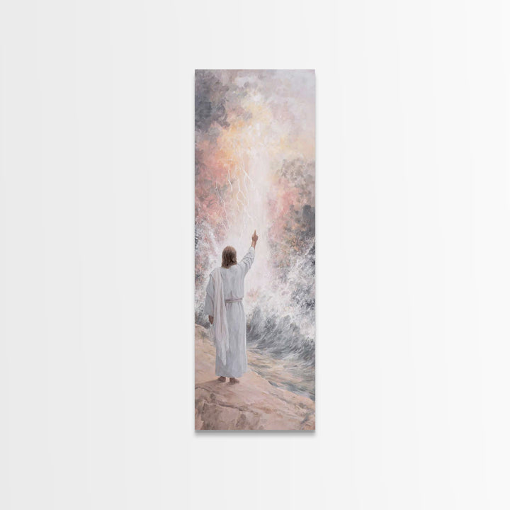 Light of Promise, Framed Canvas Print, Narrow Art, Christian Art Canvas, Jesus Painting, Christian Gift Ideas, Christmas Decor