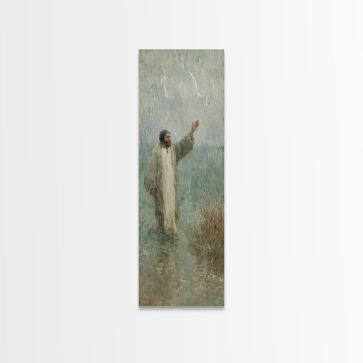 Eternal Shelter, Framed Canvas Print, Tall Narrow Wall Art, Christian Art, Jesus Painting, Christian Canvas, Christmas Art