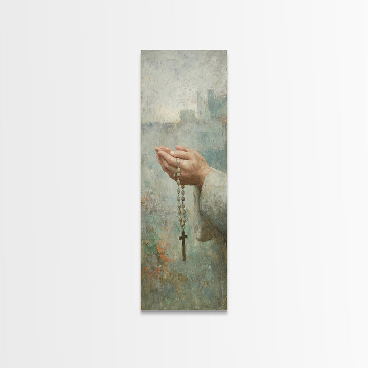 Hands Of Devotion – Framed Canvas Print – Christian Art Canvas – Christian Wall Art – Narrow Art – Christian Art – Christian Decoration – C