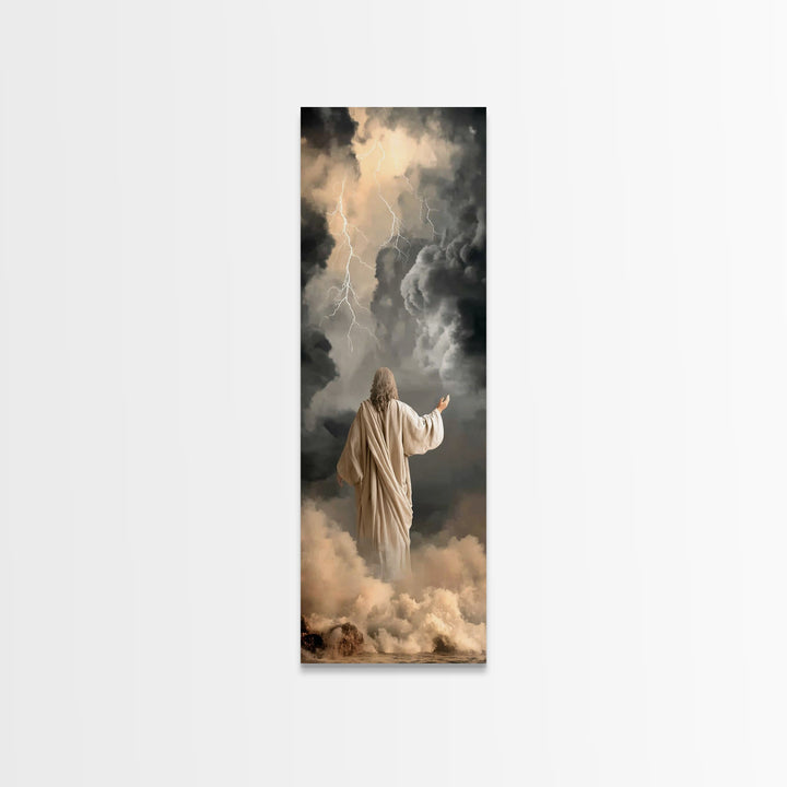 Storms Of Covenant – Framed Canvas Print – Christian Wall Art – Jesus Painting – Narrow Art – Christian Art Canvas – Christian Decor