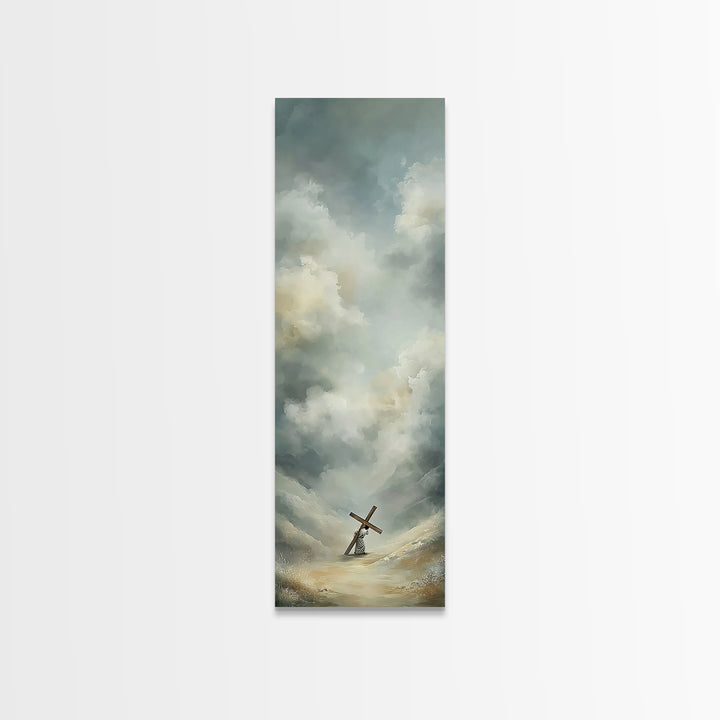 Comforting Light, Framed Canvas Print, Christian Wall Art, Modern Christian Art, Narrow Art, Jesus Painting Canvas, Christian Decorations