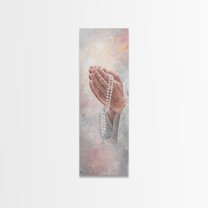 Prayerful Light – Framed Canvas Print – Christian Art – Christian Art Canvas – Skinny Art – Christian Wall Art – Christian Gift Ideas – Chr