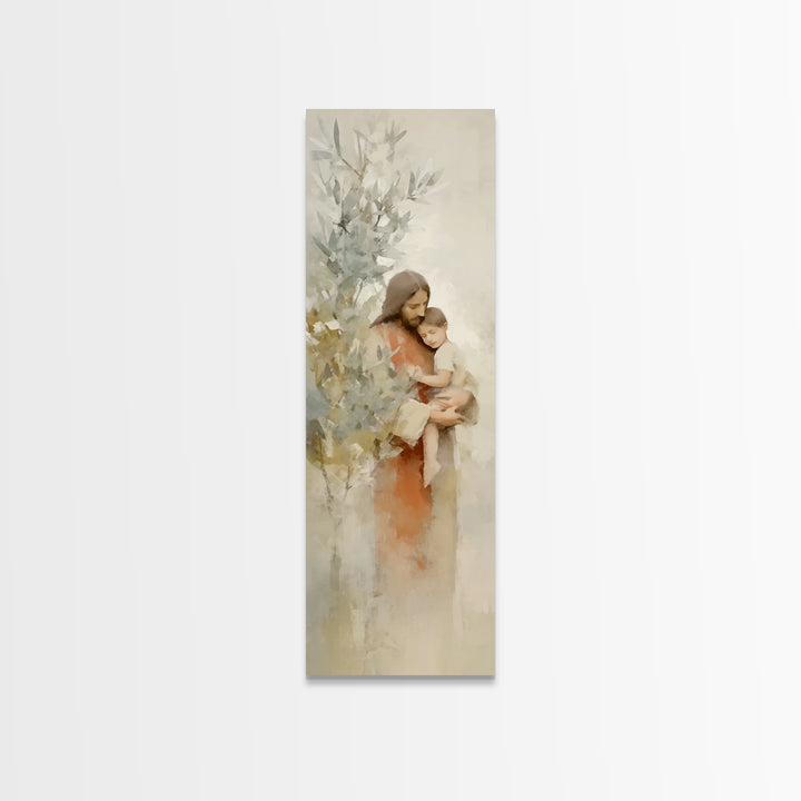 Olive Tree Promise | Framed Canvas Print | Christian Art Canvas | Jesus Painting | Modern Christian Art | Skinny Art | Christian Wall Art |