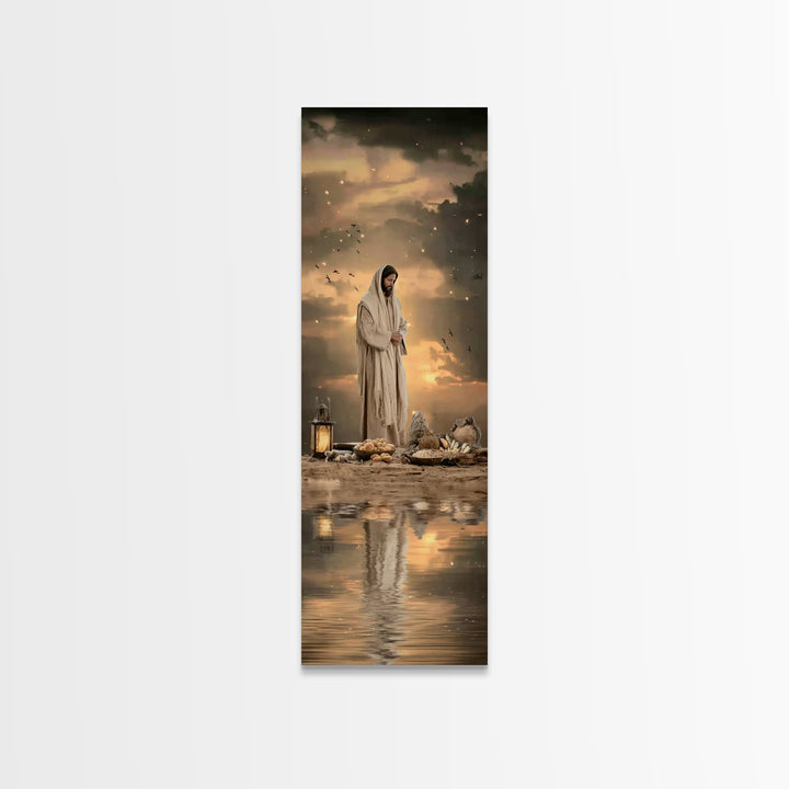 Blessed Provision | Framed Canvas Print | Christian Art Canvas | Jesus Painting | Christian Wall Art | Narrow Art | Modern Christian Art |