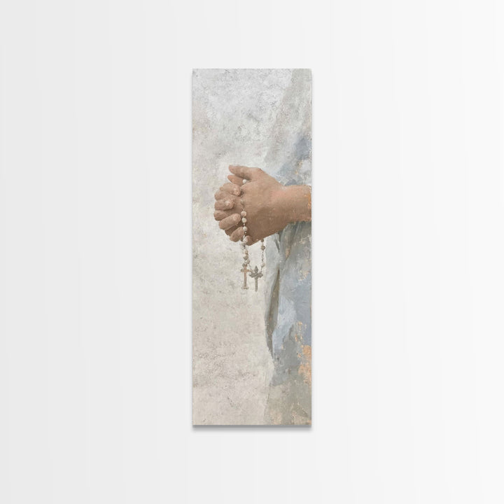 Sacred Rosary Hope – Framed Canvas Print – Christian Art Canvas – Christian Art – Christian Wall Art – Tall Skinny Art Print – Christian Ch