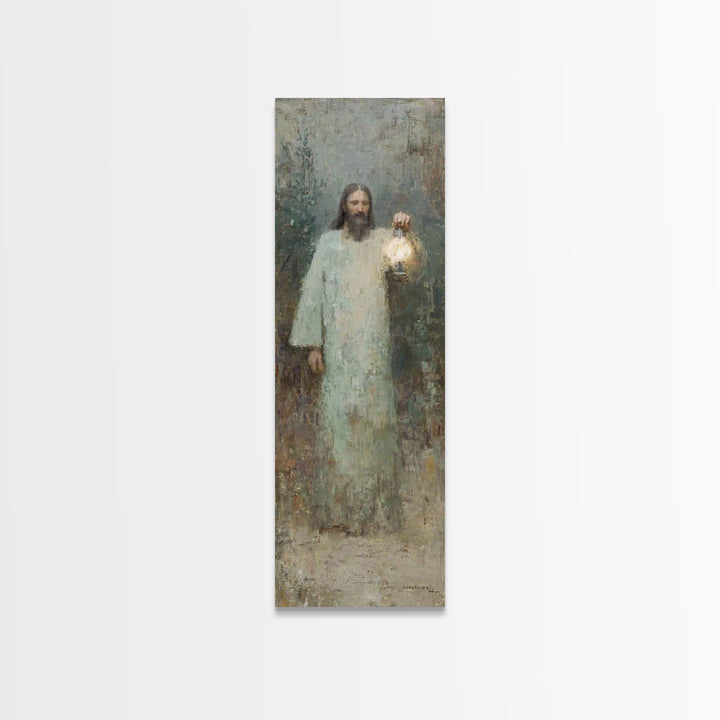 Gentle Shepherd – Framed Canvas Print – Christian Art Print – Jesus Painting – Christian Wall Art – Skinny Art – Christmas Wall Art