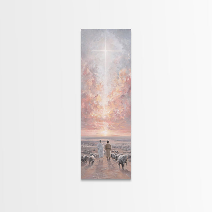 Dawn Of Promise – Framed Canvas Print – Christian Wall Art – Tall Skinny Art Print – Christian Art Canvas – Christmas Art