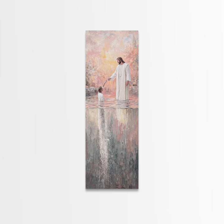 Deep Calling Light – Framed Canvas Print – Christian Art Print – Jesus Painting – Narrow Art – Modern Christian Art