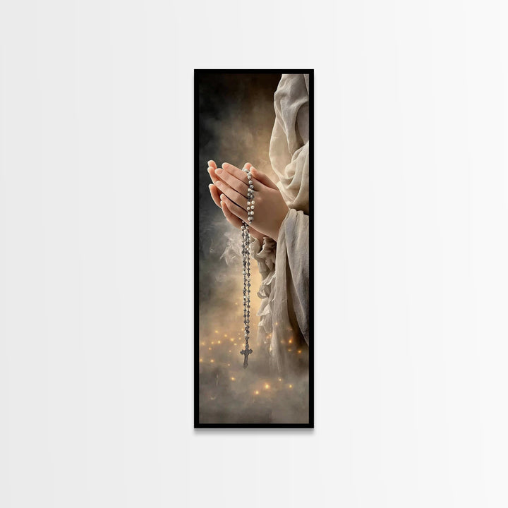 Prayers Of Light - Framed Canvas Print - Christian Wall Art - Christian Art Canvas - Jesus Painting - Christian Christmas Art - Tall Narrow