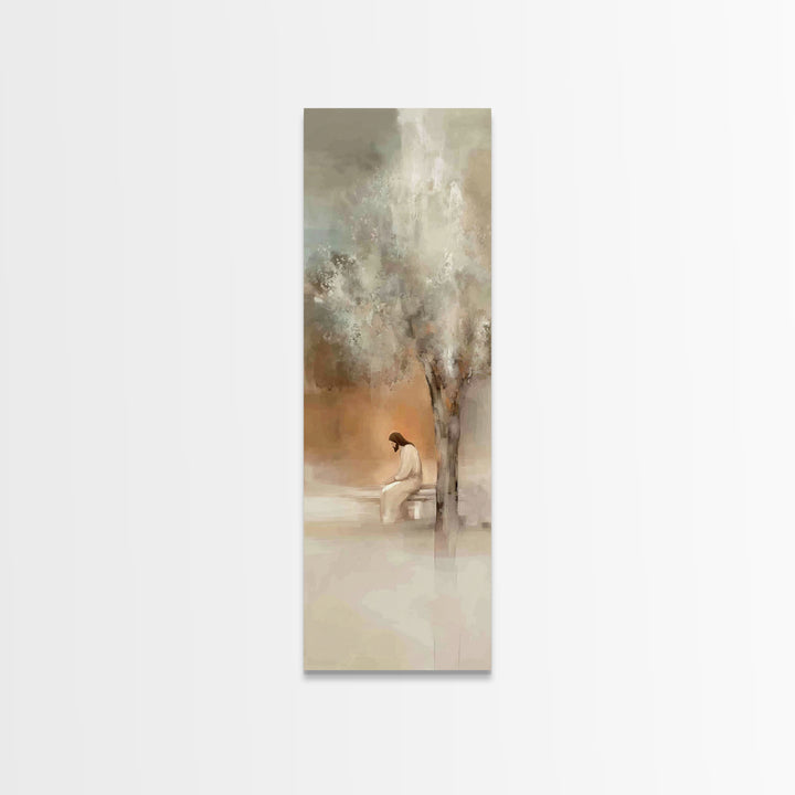 Solitude Of Grace – Framed Canvas Print – Christian Wall Art – Tall Skinny Art Print – Christian Art Canvas – Jesus Painting